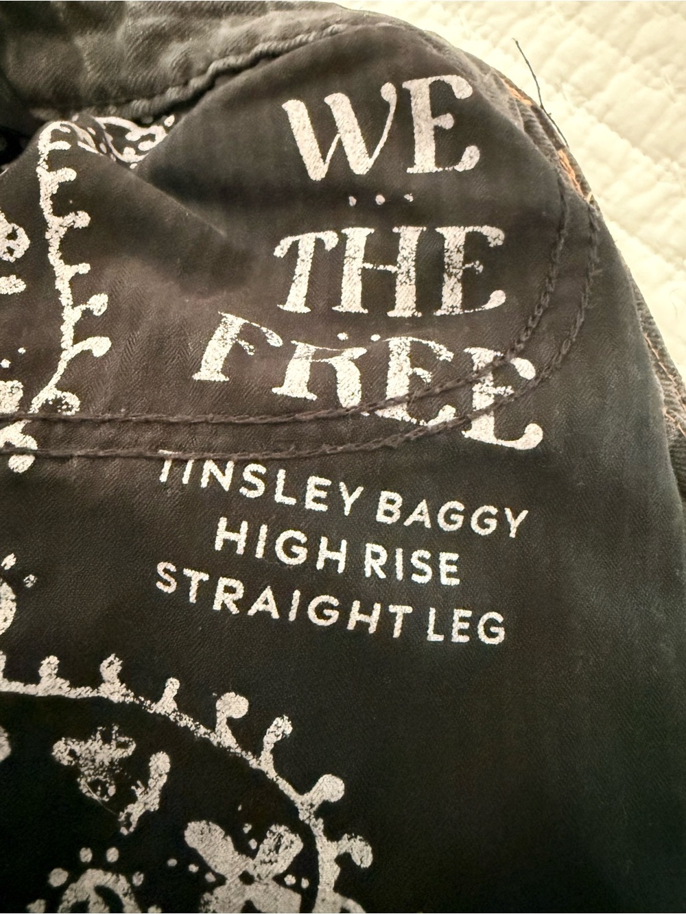 We The Free Tinsley Baggy High Rise Straigjt Leg Jeans Faded Black Slouch Grunge - Picture 12 of 16